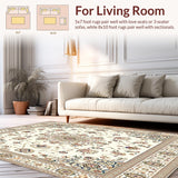 Ultra Soft Area Rug, Non Slip, Stain Resistant, Washable Area Rugs for Living Room, Bedroom, Classic Medallion Design Non Slip Area(Ivory)