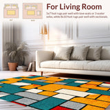 Ultra Soft Area Rug, Non Slip, Stain Resistant, Washable Area Rugs for Living Room, Bedroom, Modern Navy and Pink Bedroom Yoga Rug(Orange)