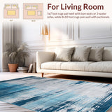 Ultra Soft Area Rug, Non Slip, Stain Resistant, Washable Area Rugs for Living Room, Bedroom, Rustic Neutral Watercolor Impression(Blue)