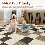 Ultra Soft Area Rug, Non Slip, Stain Resistant, Washable Area Rugs for Living Room, Bedroom, Modern Beige Checkered Rug for Living Room Decor(Beige)