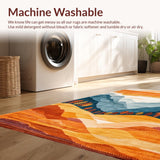 Ultra Soft Area Rug, Non Slip, Stain Resistant, Washable Area Rugs for Living Room, Bedroom, Chic Minimalist Terrain Design(Orange)