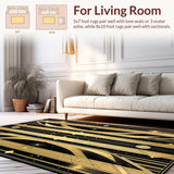Ultra Soft Area Rug, Non Slip, Stain Resistant, Washable Area Rugs for Living Room, Bedroom, Stylish Geometric Patterned Aesthetic(Gold)