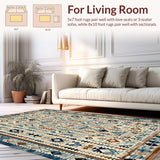 Ultra Soft Area Rug, Non Slip, Stain Resistant, Washable Area Rugs for Living Room, Bedroom, Contemporary Minimalist Linear Art(Blue)