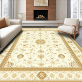 Ultra Soft Area Rug, Non Slip, Stain Resistant, Washable Area Rugs for Living Room, Bedroom, Luxurious Beige Medallion Mousepad Miniature Elegant Office Desk(Ivory)
