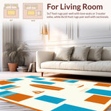 Ultra Soft Area Rug, Non Slip, Stain Resistant, Washable Area Rugs for Living Room, Bedroom, Artistic Shoreline Graphic Presentation(Orange)