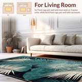 Ultra Soft Area Rug, Non Slip, Stain Resistant, Washable Area Rugs for Living Room, Bedroom, Modern Abstract Botanical Fusion(Blue)