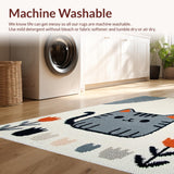 Ultra Soft Area Rug, Non Slip, Stain Resistant, Washable Area Rugs for Living Room, Bedroom, Trendy Monochrome Feline Artistry(Beige)