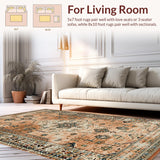 Ultra Soft Area Rug, Non Slip, Stain Resistant, Washable Area Rugs for Living Room, Bedroom, Chic Faded Diamond Pattern(Brown)