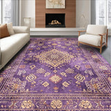 Ultra Soft Area Rug, Non Slip, Stain Resistant, Washable Area Rugs for Living Room, Bedroom, Contemporary Textured Color Burst(Purple)