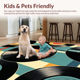 Ultra Soft Area Rug, Non Slip, Stain Resistant, Washable Area Rugs for Living Room, Bedroom, Elegant Monochrome Vinyl Aesthetic(Black)