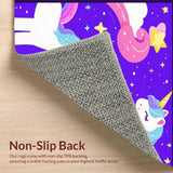 Ultra Soft Area Rug, Non Slip, Stain Resistant, Washable Area Rugs for Living Room, Bedroom, Vibrant Pastel Cartoon Unicorn Theme(Purple)