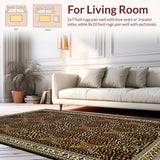 Ultra Soft Area Rug, Non Slip, Stain Resistant, Washable Area Rugs for Living Room, Bedroom, Wild Animal Print Elegance(Brown)