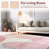 Ultra Soft Area Rug, Non Slip, Stain Resistant, Washable Area Rugs for Living Room, Bedroom, Designer Ribbon Bow Silhouette Rug with Modern Aesthetic Pattern Elements(Pink)