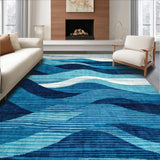 Ultra Soft Area Rug, Non Slip, Stain Resistant, Washable Area Rugs for Living Room, Bedroom, Colorful Coastal Abstract Waves(Blue)