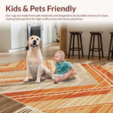 Ultra Soft Area Rug, Non Slip, Stain Resistant, Washable Area Rugs for Living Room, Bedroom, Elegant Modern Abstract Pattern(Orange)