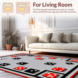 Ultra Soft Area Rug, Non Slip, Stain Resistant, Washable Area Rugs for Living Room, Bedroom, Contemporary Bold Color Contrast(Red)