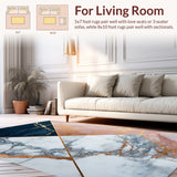 Ultra Soft Area Rug, Non Slip, Stain Resistant, Washable Area Rugs for Living Room, Bedroom, Rose Gold Textured Kitchen Mat for Farmhouse Decor(White)