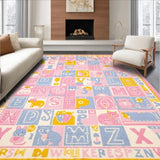 Ultra Soft Area Rug, Non Slip, Stain Resistant, Washable Area Rugs for Living Room, Bedroom, Dynamic Multicolored Animal Alphabet Design(Pink)