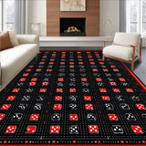 Ultra Soft Area Rug, Non Slip, Stain Resistant, Washable Area Rugs for Living Room, Bedroom, Retro Geometric Dice Motif(Black)
