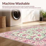 Ultra Soft Area Rug, Non Slip, Stain Resistant, Washable Area Rugs for Living Room, Bedroom, Stylish Geometric Pink Accents(Ivory)