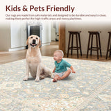 Ultra Soft Area Rug, Non Slip, Stain Resistant, Washable Area Rugs for Living Room, Bedroom, Stylish Area Showcasing Ornate Medallion Designs in Neutral Hues(Gray)