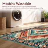 Ultra Soft Area Rug, Non Slip, Stain Resistant, Washable Area Rugs for Living Room, Bedroom, Contemporary Geometric Pattern Fusion(Red)