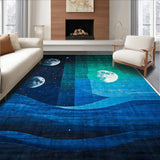 Ultra Soft Area Rug, Non Slip, Stain Resistant, Washable Area Rugs for Living Room, Bedroom, Stylish Earthy Abstract Motif(Blue)