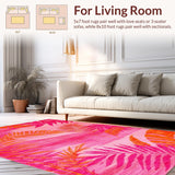 Ultra Soft Area Rug, Non Slip, Stain Resistant, Washable Area Rugs for Living Room, Bedroom, Whimsical Pink Jungle Aesthetic(Pink)