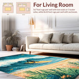 Ultra Soft Area Rug, Non Slip, Stain Resistant, Washable Area Rugs for Living Room, Bedroom, Humorous Surf Board Carpet Tropical Beaches Theme Area Rug(Blue)