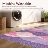 Ultra Soft Area Rug, Non Slip, Stain Resistant, Washable Area Rugs for Living Room, Bedroom, Vibrant Multicolored Artful Design(Pink)