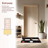 Ultra Soft Area Rug, Non Slip, Stain Resistant, Washable Area Rugs for Living Room, Bedroom, Sleek Earthy Ogee Motif(Black)