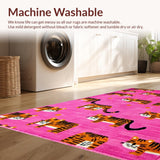 Ultra Soft Area Rug, Non Slip, Stain Resistant, Washable Area Rugs for Living Room, Bedroom, Cheerful Cartoon Animal Plush Rug(Pink)
