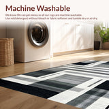 Ultra Soft Area Rug, Non Slip, Stain Resistant, Washable Area Rugs for Living Room, Bedroom, Dynamic Stripe Pattern Rug for Versatile Spaces(Black)