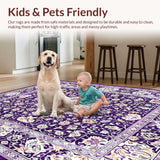 Ultra Soft Area Rug, Non Slip, Stain Resistant, Washable Area Rugs for Living Room, Bedroom, Vibrant Geometric Distressed Charm(Purple)