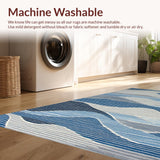 Ultra Soft Area Rug, Non Slip, Stain Resistant, Washable Area Rugs for Living Room, Bedroom, Chic Minimalist Abstract Aesthetic(Blue)