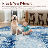 Ultra Soft Area Rug, Non Slip, Stain Resistant, Washable Area Rugs for Living Room, Bedroom, Adorable Non Slip Shower Carpet With Dreamy Bow And Scalloped Edges(Blue)