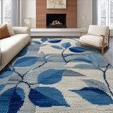 Ultra Soft Area Rug, Non Slip, Stain Resistant, Washable Area Rugs for Living Room, Bedroom, Contemporary Botanical Grey Blue Entryway Runner Rug(Blue)