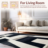 Ultra Soft Area Rug, Non Slip, Stain Resistant, Washable Area Rugs for Living Room, Bedroom, Striped Elegance Rug(Black)