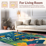 Ultra Soft Area Rug, Non Slip, Stain Resistant, Washable Area Rugs for Living Room, Bedroom, Under the Sea Kids' Carpet: Number & Shape Learning Rug(Blue)