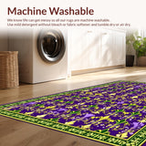 Ultra Soft Area Rug, Non Slip, Stain Resistant, Washable Area Rugs for Living Room, Bedroom, Minimalist Floral Curved Patterns(Purple)