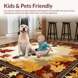 Ultra Soft Area Rug, Non Slip, Stain Resistant, Washable Area Rugs for Living Room, Bedroom, Cozy Maple Leaf Aesthetic(Beige)
