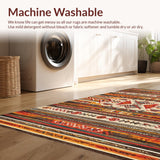 Ultra Soft Area Rug, Non Slip, Stain Resistant, Washable Area Rugs for Living Room, Bedroom, Sophisticated Cozy Boho Fusion(Red)