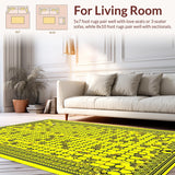 Ultra Soft Area Rug, Non Slip, Stain Resistant, Washable Area Rugs for Living Room, Bedroom, Nature-Inspired Minimalist Pattern(Yellow)