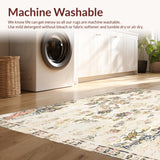 Ultra Soft Area Rug, Non Slip, Stain Resistant, Washable Area Rugs for Living Room, Bedroom, Farmhouse Area Rustic Floral Medallion Non Slip Accent(Beige)