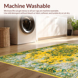 Ultra Soft Area Rug, Non Slip, Stain Resistant, Washable Area Rugs for Living Room, Bedroom, Vivid Tropical Botanical Motif(Yellow)