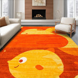 Ultra Soft Area Rug, Non Slip, Stain Resistant, Washable Area Rugs for Living Room, Bedroom, Adorable Bright Animal Design(Orange)