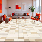 Abstract Grid Area with Subtle Beige and Ivory(Beige)
