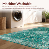 Ultra Soft Area Rug, Non Slip, Stain Resistant, Washable Area Rugs for Living Room, Bedroom, Light Blue Aesthetic Revival(Green)