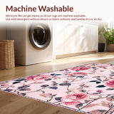 Ultra Soft Area Rug, Non Slip, Stain Resistant, Washable Area Rugs for Living Room, Bedroom, Trendy Pink Blossom Decorative Mat(Pink)
