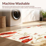 Ultra Soft Area Rug, Non Slip, Stain Resistant, Washable Area Rugs for Living Room, Bedroom, Radiant Bloom Area Beige & Crimson Abstract Floral Design(Red)